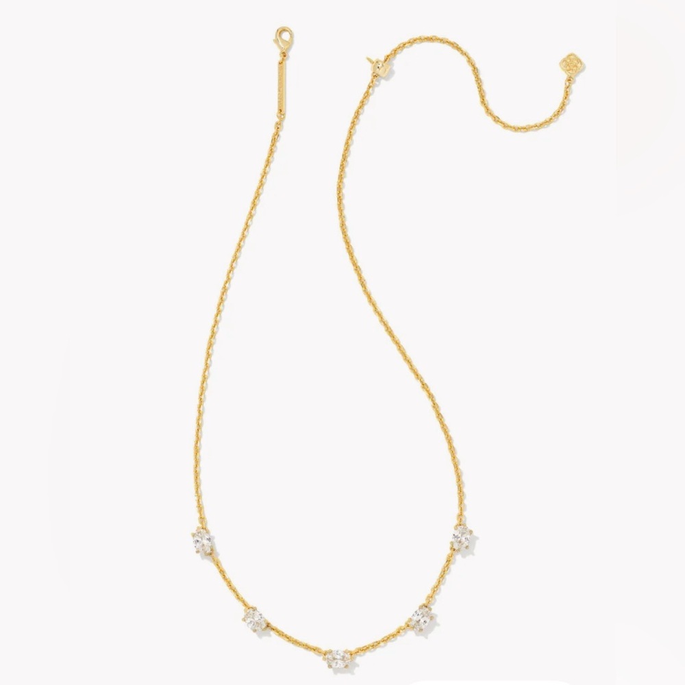 Kendra Scott Cailyn Crystal Strand Necklace in Gold & White CZ NWT - Picture 2 of 9